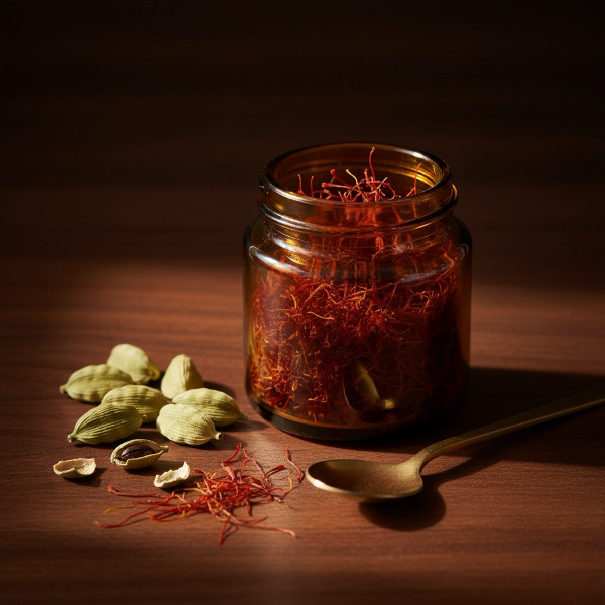 Saffron graded and sealed in glass bottles