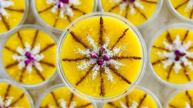 Afghan firni saffron milk pudding with cardamom made with Raihan Afghan Super Negin saffron