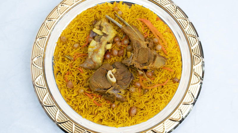 Persian saffron rice with golden tahdig crust, made with Raihan Afghan Super Negin saffron
